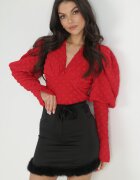 lily rose Fustă Mini Neagră cu Pene și Curea Kolli