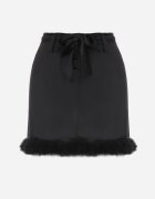lily rose Fustă Mini Neagră cu Pene și Curea Kolli