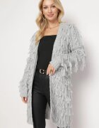 lily rose Kardigan lejer gri deschis cu franjuri decorativi Tadesse