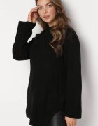 lily rose Maletă tricotată tip pulover Negru cu mâneci evazate Nucta