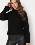 lily rose Maletă tricotată tip pulover Negru cu mâneci evazate Nucta