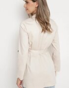 lily rose Palton Bej Dublu cu Buzunare și Centură Textilă Piemona