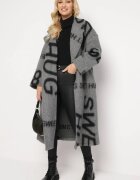 lily rose Palton Gri de Lână cu Imprimeu Decorativ Yemanella