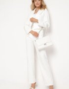 lily rose Pantaloni Albi în stil de costum cu găici de curea Dionissa