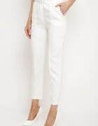 lily rose Pantaloni de costum croiți albi cu cordon din material cu cataramă Kerriy