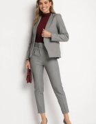 lily rose Pantaloni Gri De Costum Cu Viscoză Decorați Cu O Curea Lată Atteriana