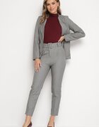 lily rose Pantaloni Gri De Costum Cu Viscoză Decorați Cu O Curea Lată Atteriana