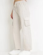 lily rose Pantaloni Largi Gri cargo cu elastic în talie și talie înaltă Giavona