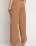 lily rose Pantaloni maro evazați largi cu pliuri decorative în talie Narimes