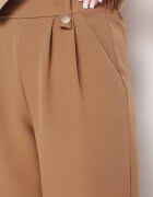 lily rose Pantaloni maro evazați largi cu pliuri decorative în talie Narimes