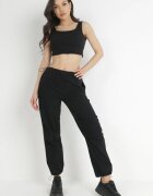 lily rose Pantaloni Negri Din bumbac cu elastic în talie Vemivi
