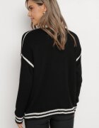 lily rose Pulover Cardigan Negru Decorat cu borduri contrastante Sunje
