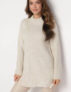 lily rose Pulover tip helancă bej din tricot cu mâneci evazate Nucta