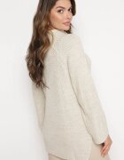 lily rose Pulover tip helancă bej din tricot cu mâneci evazate Nucta