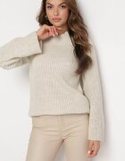 lily rose Pulover tip helancă bej din tricot cu mâneci evazate Nucta