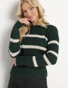 lily rose Pulover verde închis din lână groasă cu dungi contrastante Kilia