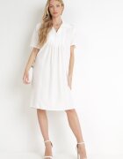 lily rose Rochie Albă Cloș cu pliuri și guler Alisano