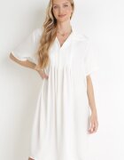 lily rose Rochie Albă Cloș cu pliuri și guler Alisano