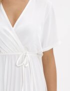 lily rose Rochie Albă Plisată Maxi cu Cordon Legat Dianiza
