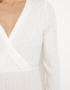 lily rose Rochie Albă Plisată Mini cu Decolteu Petrecut și Elastic în Talie Umiena
