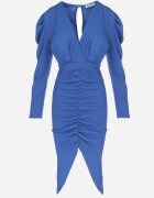 lily rose Rochie Albastră Încrețită cu Decolteu Petrecut Midi Rini