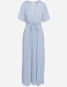 lily rose Rochie Albastră Plisată Maxi cu Cordon Legat Dianiza