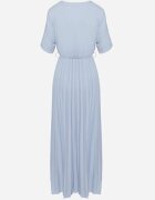 lily rose Rochie Albastră Plisată Maxi cu Cordon Legat Dianiza