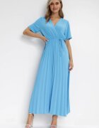 lily rose Rochie Albastru închis Plisată Maxi cu Cordon Legat Dianiza