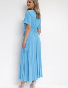 lily rose Rochie Albastru închis Plisată Maxi cu Cordon Legat Dianiza