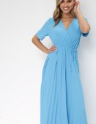lily rose Rochie Albastru închis Plisată Maxi cu Cordon Legat Dianiza