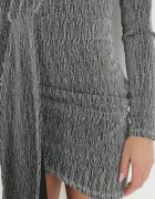 lily rose Rochie Argintie Conică cu Centură Lată și Fir Metalic Zelko