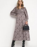 lily rose Rochie Bej cu Maro Cloș cu Elastic în Talie Melpomene