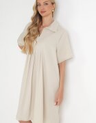 lily rose Rochie Bej deschis Cloș cu Pliuri și Guler Alisano