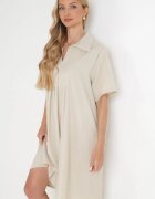 lily rose Rochie Bej deschis Cloș cu Pliuri și Guler Alisano