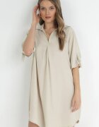 lily rose Rochie Bej deschis dreaptă Mini cu Guler Zeena