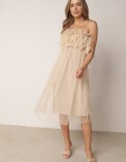 lily rose Rochie Bej din tul cu Volane Larithia
