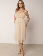 lily rose Rochie Bej din tul cu Volane Larithia
