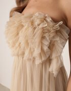 lily rose Rochie Bej din tul cu Volane Larithia