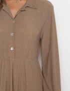 lily rose Rochie Bej Evazată cu Bluză tip Cămașă Rade