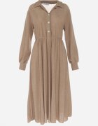 lily rose Rochie Bej Evazată cu Bluză tip Cămașă Rade
