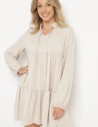 lily rose Rochie bej evazată cu volănaș Uxaria