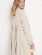lily rose Rochie bej evazată cu volănaș Uxaria