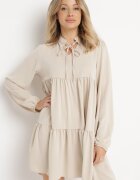 lily rose Rochie bej evazată cu volănaș Uxaria