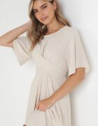 lily rose Rochie Bej Maxi cu legătură decorativă și elastic în talie Myrcella