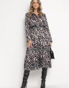 lily rose Rochie Bej-Neagră cu imprimeu leopard cu curea Klio