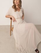 lily rose Rochie bej plisată cu volan larg la decolteu Dinara