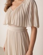 lily rose Rochie bej plisată cu volan larg la decolteu Dinara