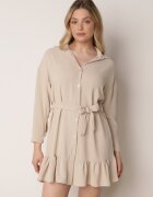 lily rose Rochie bej tip cămașă cu volănaș și cordon Fian