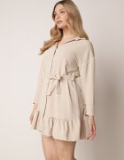 lily rose Rochie bej tip cămașă cu volănaș și cordon Fian