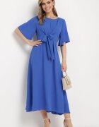 lily rose Rochie Bleumarin Maxi cu Legătură Decorativă și Elastic în Talie Myrcella